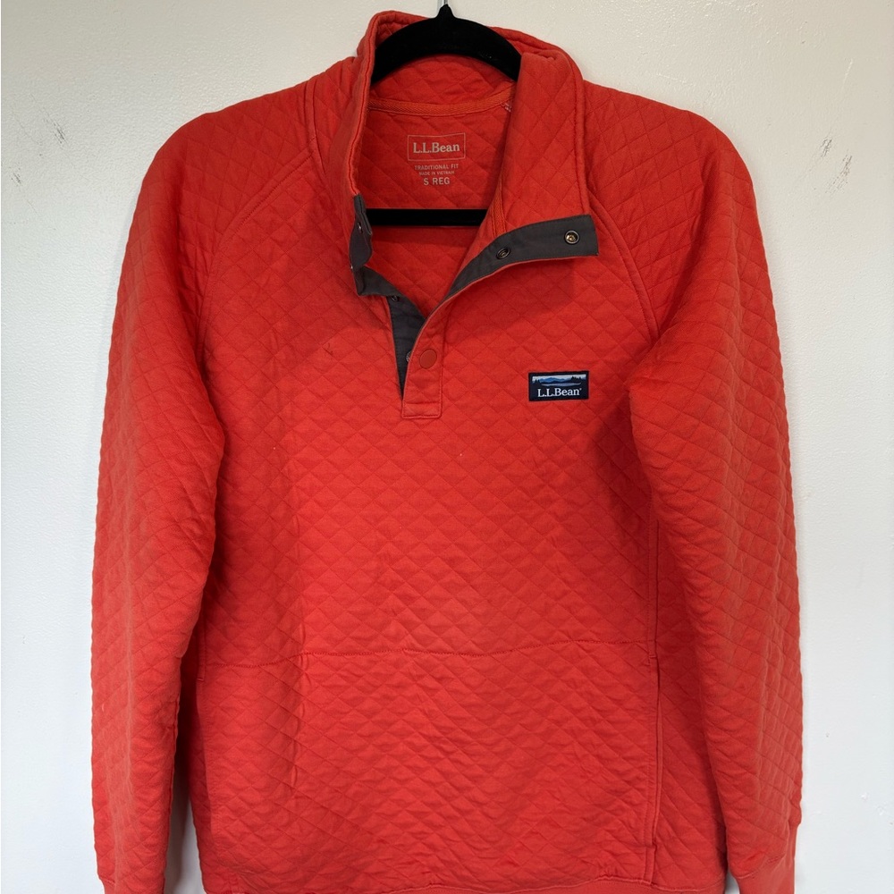 L.L. Bean Quilted Pullover in Bright Orange